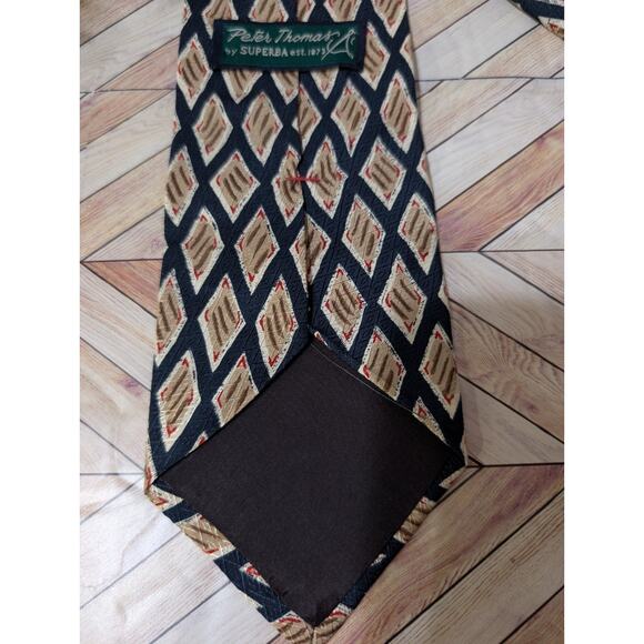 Peter Thomas By Superba Men’s Necktie 100% Imported Silk Neck Tie Diamond - Picture 4 of 7